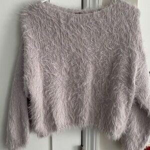 NWOT  FREE PROPLE Pop Star SWEATER. GORGEOUS DETAILED SLEEVES LILAC/Gray PTP 20